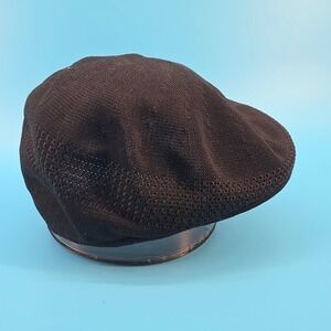 Park Royal Mens Flat Cap Ivy Hat Black Mesh Knit Made in USA Size M